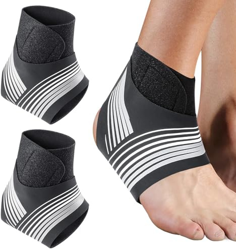 Xynovate Pack 2 Tobillera Deportiva, Tobillera para Esguince Antideslizante Ajustable, Tobillos Débiles, Tendinitis de Aquiles y Artritis(Negro XL)