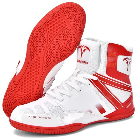 Hiuzylqx qreqwreqwtqewZapatos de Boxeo para Hombres Zapatos de Lucha Libre Ligeros Transpirable Unisex per Kickboxing, Boxeadores, Entrenadores, Artes Marciales,Blanca,43 EU