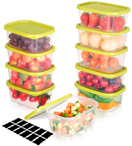 Romon Meal Prep Containers, Tapers para Comida Hermetico, Tuppers Plástico BPA-Free con Diseño Apilable, Lavables en Lavavajillas y Microondas (10 Unidades, 710ml)