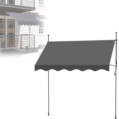 WORDFUN Toldos Exterior Terraza, Toldo Manual Retráctil Enrollable, 150x120 300x120 400x120cm Repelente Al Agua, Anti-UV, con Manivela, para Terraza, Patio Trasero, Jardín, Balcón(Gray,150x120cm)