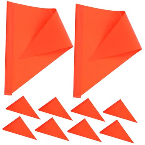 VALICLUD 10pcs Bike Safety Flags Triangular Orange Warning Pennants for Bicycles and Scooters High Visibility Outdoor Cycling Marker Flags Replacement Without Poles