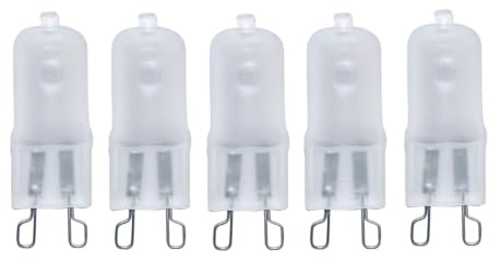 TYKGSQIP 5 piezas G9 bombilla halógena de horno, resistente al calor a 300°C, regulable, reemplazo para horno de cocina microondas (120V-60W/mate)
