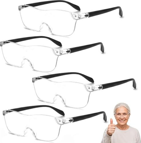 4 Pack Magnifying Glasses for Reading, 300%,500%,800%,1000%, Magnifying Glasses, Enhanced Clarity For Reading And Crafting, Lightweight And Durable(Non Light）