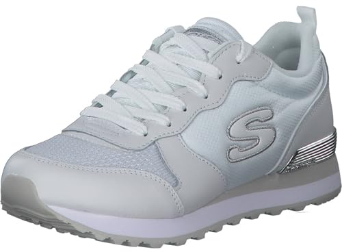 Skechers Damen Og 85 Goldn GurlSneaker, Weißes Leder-Mesh-Nylon, silberfarbener Rand, 38 EU