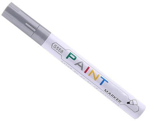 Permanent Marker Lackstift,Reifenfarbe Acrylstifte für Auto Motorrad Reifenprofil Fahrradreifen Acrylfarben Steine Bemalen Stifte für Holz Metall Glas Leinwand Stoffe Kunststoff Leder Keramik,Silber