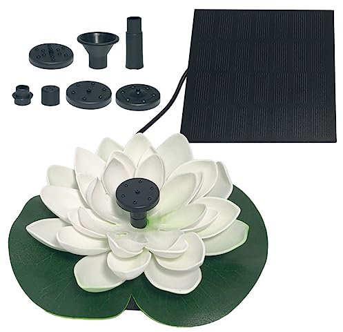 AMZLORD Fuente de jardín flotante en forma de loto, vida útil de hasta 20.000 horas, fuentes de baño de pájaros, 2.5 W, adornos de nenúfar para decorar el jardín