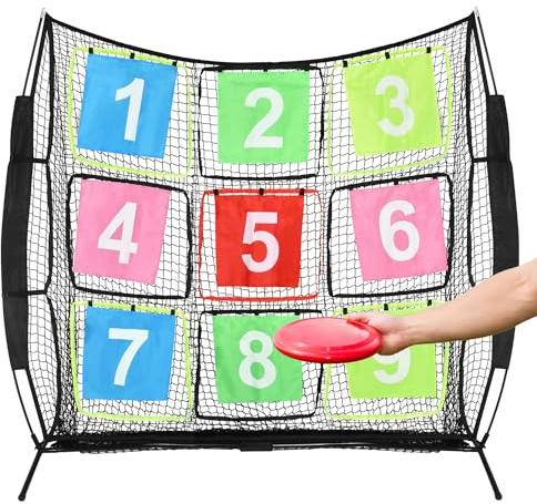 Disc-Golf-Netz, tragbares Disc-Trainingsnetz mit 9 Zielen, multifunktionales Übungsnetz, Disc-Golf-Zielnetz für Hinterhof, Indoor-Outdoor-Spiel, 2,1 m x 2,1 m