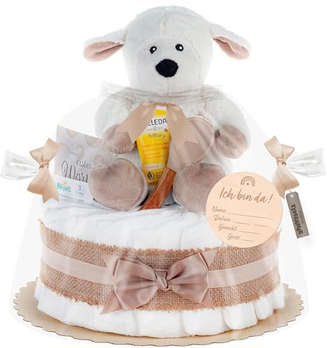 Timfanie® Windeltorte | mit Warmies® Schaf | natur neutral | 0-8 Monate
