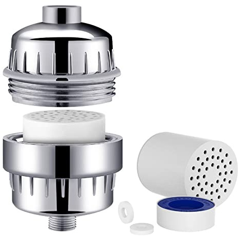 CBTLYSK Duschfilter – Komprimierter Kohle-Duschkopffilter für hartes Wasser, entfernt Chlorfluorid, um trockene, juckende Haut zu revitalisieren, Vitamin-C-Duschwasserfilter