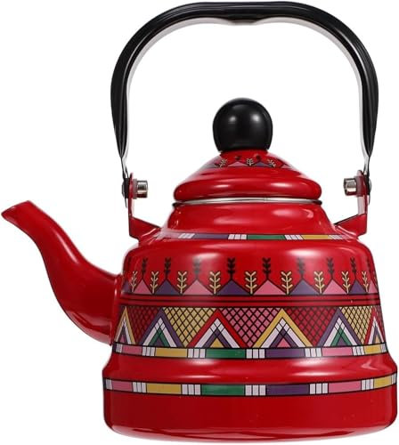 Elegant Floral Retro Tea Kettle - 2.5L Stovetop Water Kettle with Cool Touch Handle for Home Kitchen(Red,1.7L)