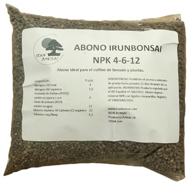 IRUNBONSAI Engrais organique-minéral NPK 4-6-12 (1 kg), engrais granulé pour bonsaï et plantes,