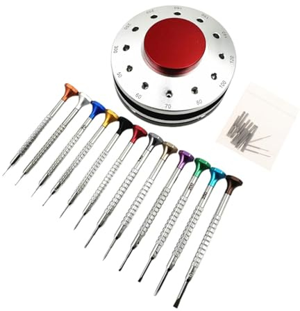 kowaku Watch Screwdrivers Set, Watchmakers Screwdrivers Lightweight Watch Repair Tool Kit 360° Rotatable for Eyeglass Home Jewelers, Silver Base