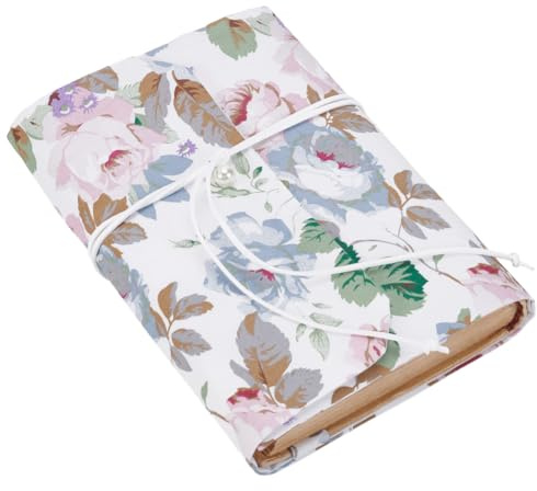 craspire Protège Livres en Tissu à Motif de Roses Housse Réglable Douce et Rétro pour Livres de Poche Livres à Couverture Rigide pour Étudiants Enseignants et Amoureux des Livres