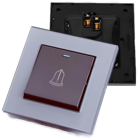 Qivine Pulsador Timbre Exterior 86 x 86 mm, Botón de Timbre Puerta Impermeable, Universal Interruptor de Luz de 220~250 V para Exterior