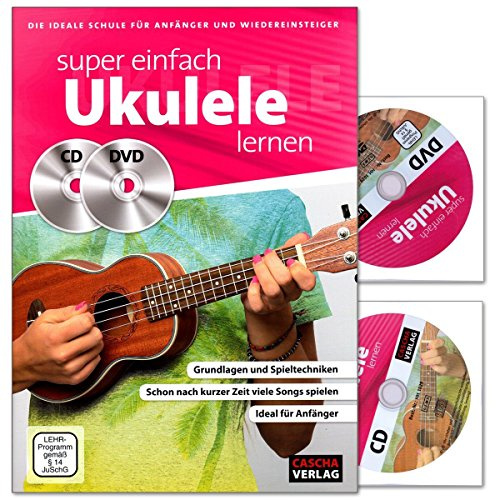 Superlätt att lära sig ukulele – den perfekta skolan för nybörjare och nybörjare i A4-format – lärobok med CD, DVD