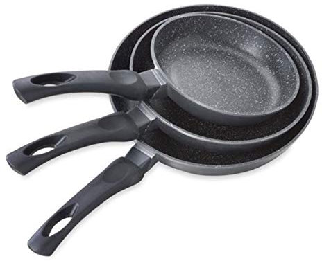 Neu mann Lot de 3 poêles Haut de Gamme alu forgé revêtues Pierre 20/24 et 28cm