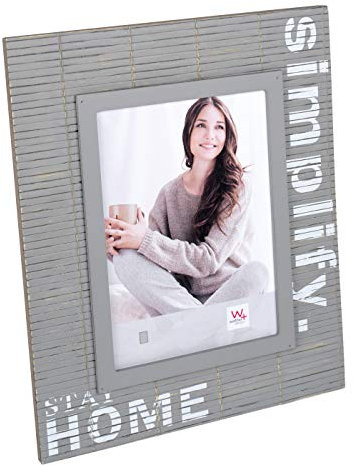 walther design Cornice Grigia 13 x 18 cm in Legno per Ritratto con Decorazione letteringSimplify YS318D