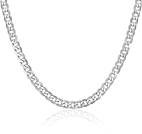 AFSTALR Chaine Cubaine Gourmette Homme Collier Miami Argent Chaine Acier Inoxydable 6mm Longueur 51cm
