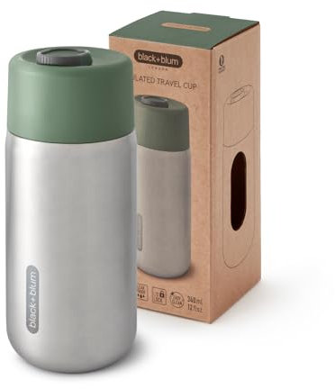 BLACK + BLUM Edelstahl To Go Isolierbecher 340 ml | Olive | Thermobecher Kaffee to go hält bis zu 5 Stunden heiß | 100% auslaufsicher | verriegelbarer Deckel | BPA frei | Rutschfest