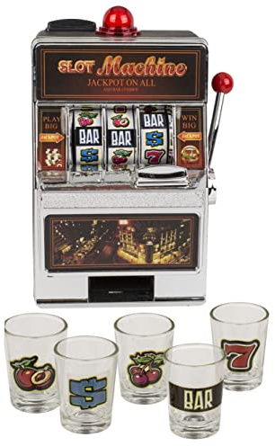 MIK Funshopping Divertente gioco da bere per adulti, Capodanno, festa di compleanno (macchina da gioco con 5 bicchieri)
