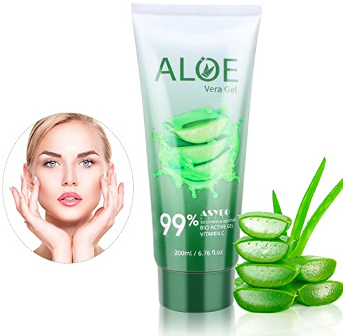 ASYBO 200 ML Aloe Vera Gel – 99% reine Bio-Aloe Vera Feuchtigkeitscreme für Gesicht und Körper, natürliche Aloe-Creme für trockene Haut, Sonnenbrand, Akne