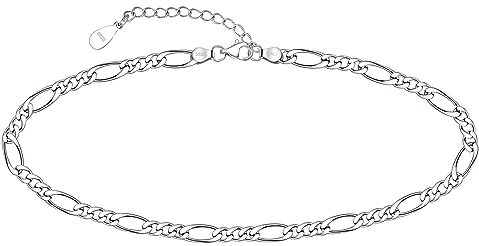 CHIC & ARTSY Figaro-Fußkettchen, 925er Sterlingsilber, italienisches Fußkettchen mit Figaro-Gliederkette im Diamantschliff, sexy Strand-Fußkettchen für Frauen