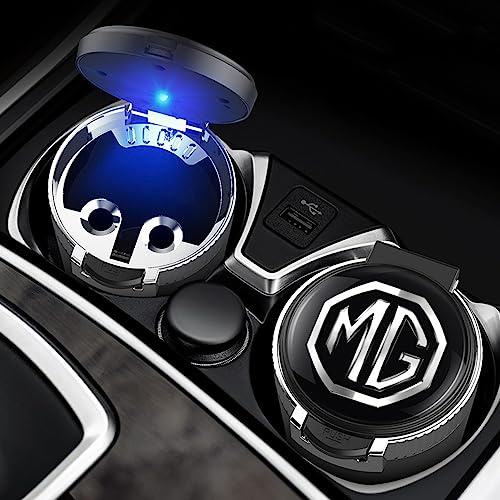 Voiture Cendriers pour MG EZS HS MG MULAN MG ONE MG3 MG5 Car Détachées Anti Odeur Extinguible Sans Fumée Avec Couvercle With LED Lumière Ashtray,Silverstyle