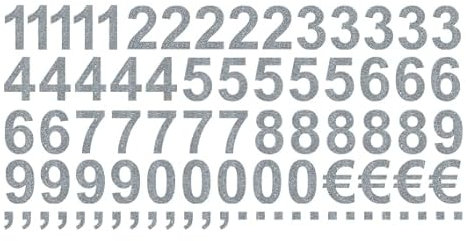 Generisch Aufkleber Sticker Klebezahlen, 50 Stück, Silber Matt, Vinyl, Höhe 2 cm, selbstklebend, wetterfest, für Innen und Außen, Modellbau verzieren