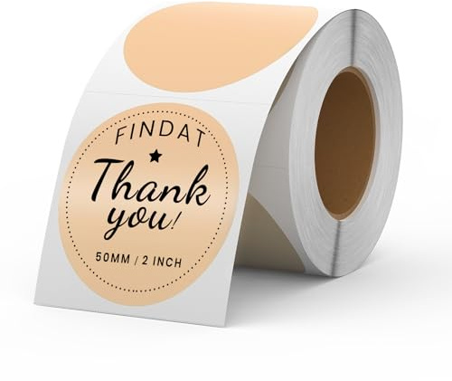 FINDAT Cachi Etichette Termiche Rotonde 50 mm Etichette Autoadesive per Stampanti Circolare Vinile Impermeabile Punti Adesivi per Ufficio Logo Design QR Spedizione 500 Pezzi