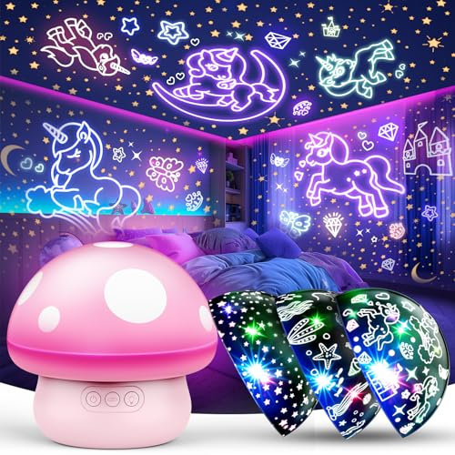 Unicorno Luce Notturna, Proiettore Stelle Soffitto Natale Regali per Bambini 2-8 Anni, Lampada Notturna Unicorno, Regalo Giocattoli 3-9 Anni, Cameretta