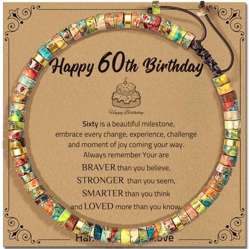 ZOKCC 60th Birthday Gifts for Women, Natural King Stone Bracelet Birthday Gifts for Mom Daughter Grandma Sister Friends Coworker