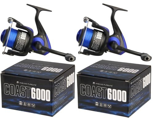 2 Stück Meeresrolle Spinnrolle Angelrolle Salzwasser Coast 6000 mit Schnur