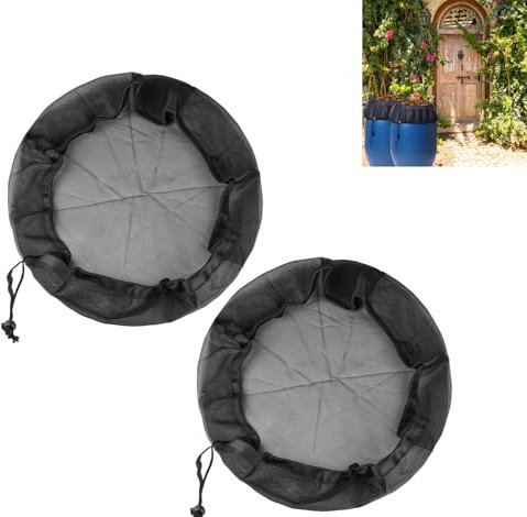 2 Pcs Rain Barrel Net Cover Mesh Cover for Rain 95 cm Adjustable Rainly Barrel Covers Water Butt Covers Mesh for Outdoor Garden Rain-Buckets