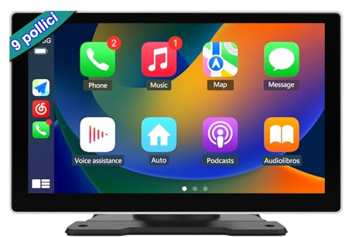 Hexinex 9 Pollici Autoradio Wireless CarPlay Android Auto con Siri Bluetooth GPS AUX