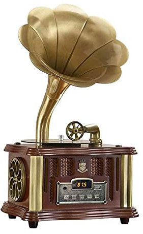 MRKU Tocadiscos Retro con Altavoz Bluetooth, Entrada Auxiliar, Puerto USB para Unidad Flash, Tocadiscos de gramófono Vintage para decoración del hogar