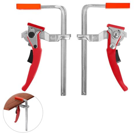 Lot de 2 serre-joints de table en acier - 160 x 60 mm - Avec mécanisme de serrage rapide - Idéal pour le meulage, la coupe de précision et la fixation des rails de guidage