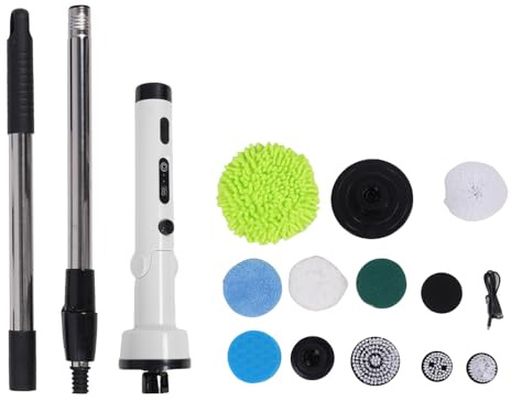 Justerbar Hastighet Elektriska Rengöringsborste Trådlös Skrubber med Utbytbara Borsthuvuden, Badrumskrubber, Långvarigt Batteri för Badrum, Kök (WHITE)