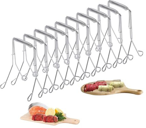 Pinze per involtini,10 Pezzi Morsetti per Involtini in Acciaio Inox Riutilizzabili,Pinze per Involtini di Cavolo,Pinze per Polpettone in Acciaio Inox,per Roulade, Cocktail o Piccoli Piedini di Verdure