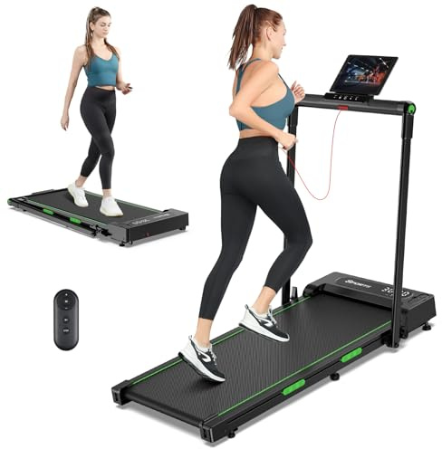 THERUN 2-in-1 Walking Pad Treadmill for Home Office, 2.5HP Quiet Motor, 1-12km/h, 98x42cm Wide Running Belt, Dual Shock Absorption, LED Display, Remote Control, Foldable Compact Walking Treadmill