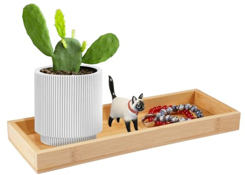Bandeja Bambu, 29 X 11 X 3Cm Resistente Al Agua Bandeja Madera, Reutilizable Bandejas Madera Rectangular, Bandejas De Baño De Bambú, Bandejas Decorativa De Maderas para Juego Té Vajilla Cosmética