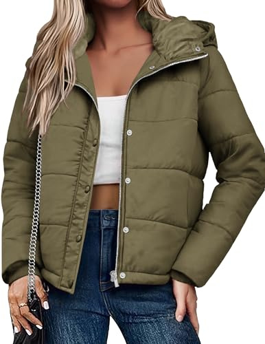 Zeagoo Piumino Donna Invernale Giubbotto Corto Con Cappuccio E Tasche Giacca Trapuntata Calda Antivento Leggera Adatta A Quotidiano E Viaggio Verde M