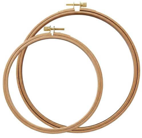 Matwsec 2 PCS Wooden Embroidery Hoops 6/8 Inch Cross Stitch Hoop for Craft Sewing Embroidery Ornaments Cross Stitch Christmas Decoration