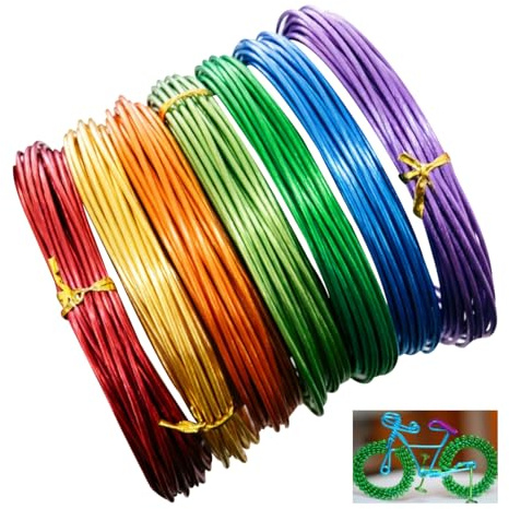 Aluminium Craft Wire 1mm, 7 Colours 35m Total, Flexible DIY Craft Wire