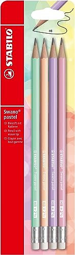 STABILO Swano pastel - Crayon papier - 4 crayons graphite HB - coloris pastel assortis