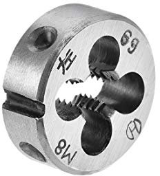 sourcing map Metrische Runde Schneideisen Maschinen Linksgewinde Legierter Werkzeugstahl M8