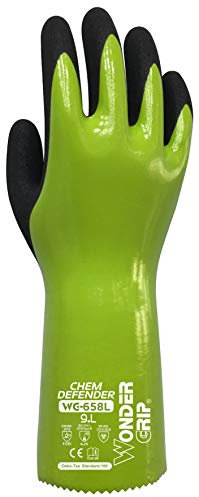 Wondergrip - Chem Defender - WG-658L Safety Gloves - Triple Nitrile Coating - Chemical Resistant - 30cm Long Cuff - High Grip & Ergonomic Fit - TPDT Technology - Green - X Large