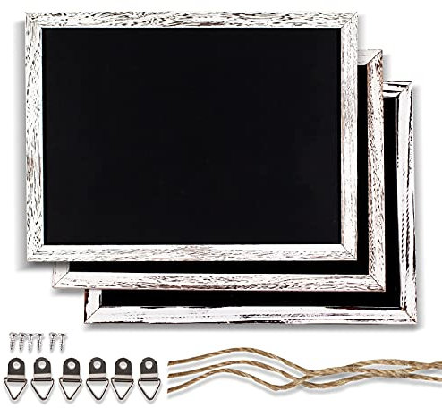 Reatong Chalkboard 12x16 inches, 3 Pack Non-Magnetic Blackboard, Rustic White Wooden Framed Chalkboards for Wall, Kitchen Menu Board, Blank Chalkboard Signs for Wedding, Entryway, Farmhouse Home Decor