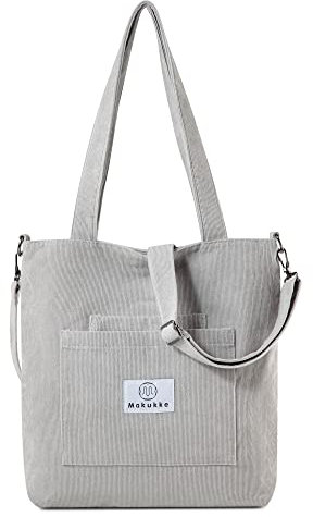 Makukke Umhängetasche Damen - Cord Schultertasche Damen Handtasche, Shopper Damen Henkeltasche für Büro Schule Einkauf Reise