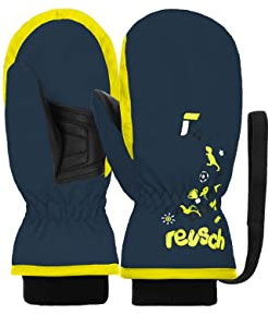 Reusch Baby pojkar barn vantar behagligt varma vindtäta skidhandskar vardagshandskar snö släde bilhandskar vinterhandskar, 4955 klänning blå/säkerhet gul, II