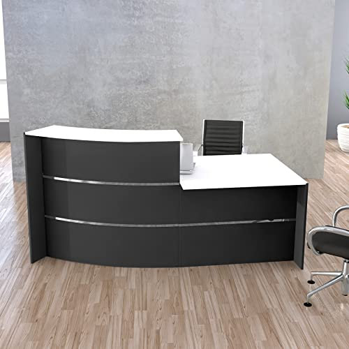 Schrank & Stuhl | Empfangstheke Surround mit Beratungsplatz, Stauraumeinheit ohne Tür - Verkaufstheke für den Empfangsbereich, 112 x 231 x 122,5 cm (HxBxT), Anthrazit